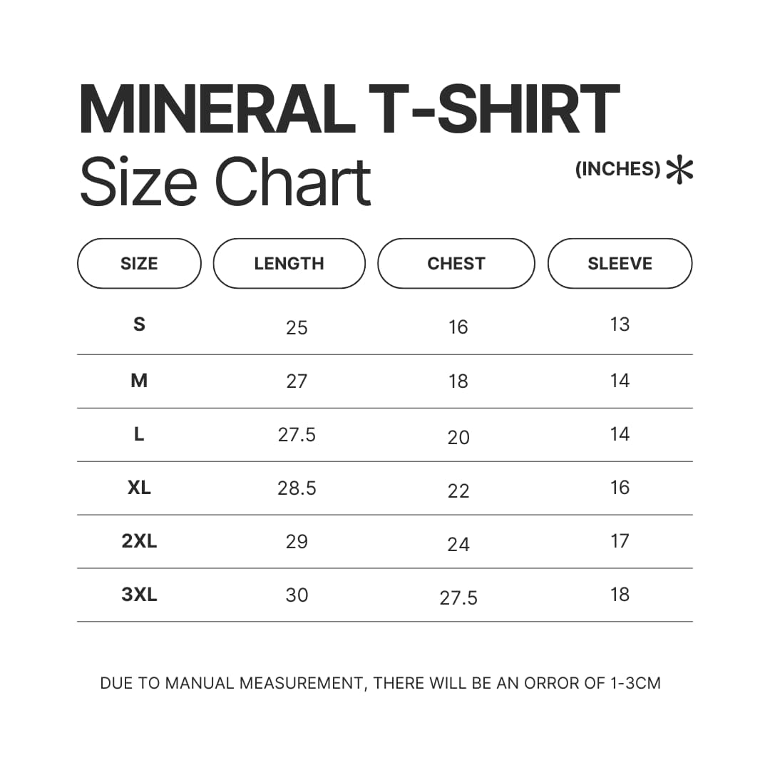 Product size chart