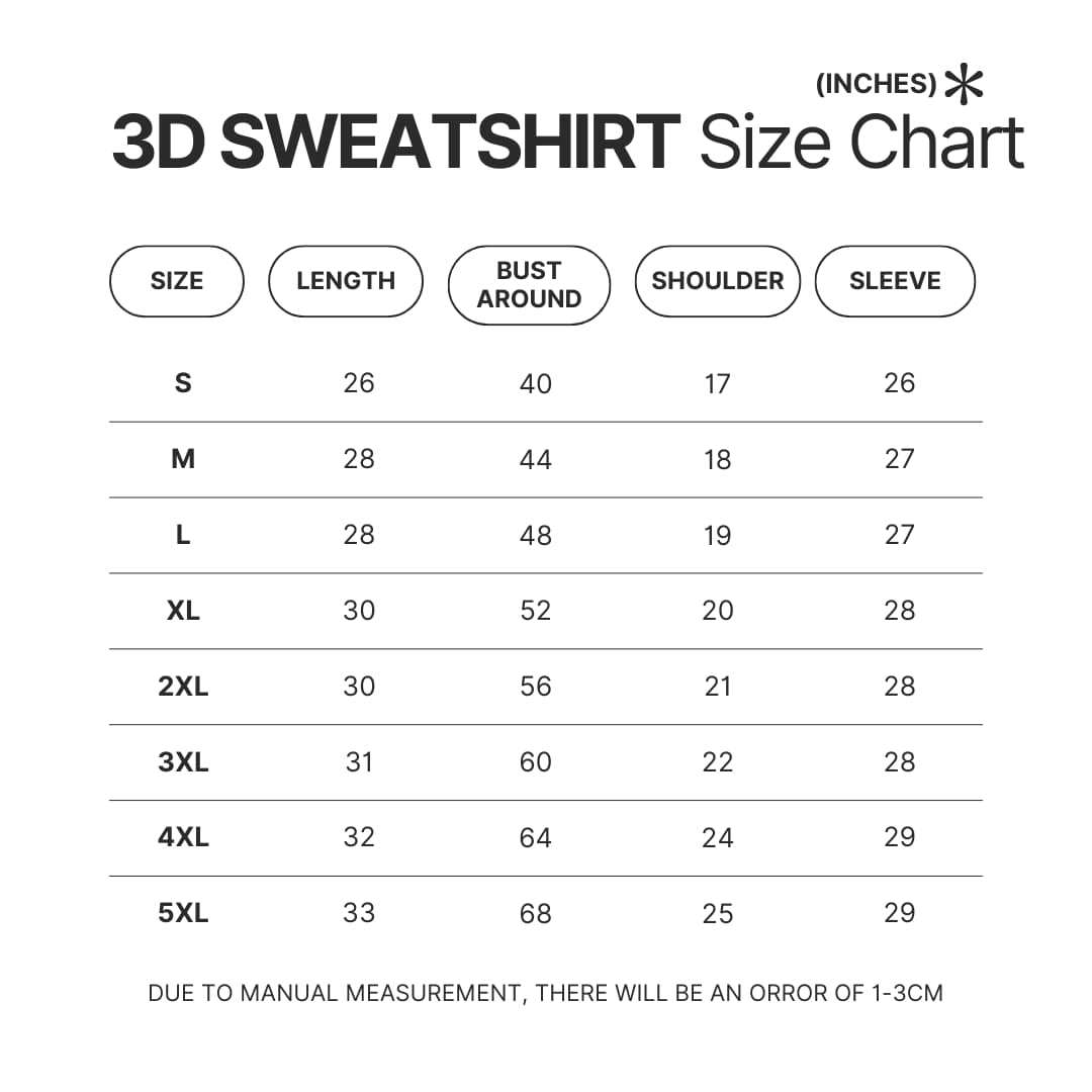 Product size chart